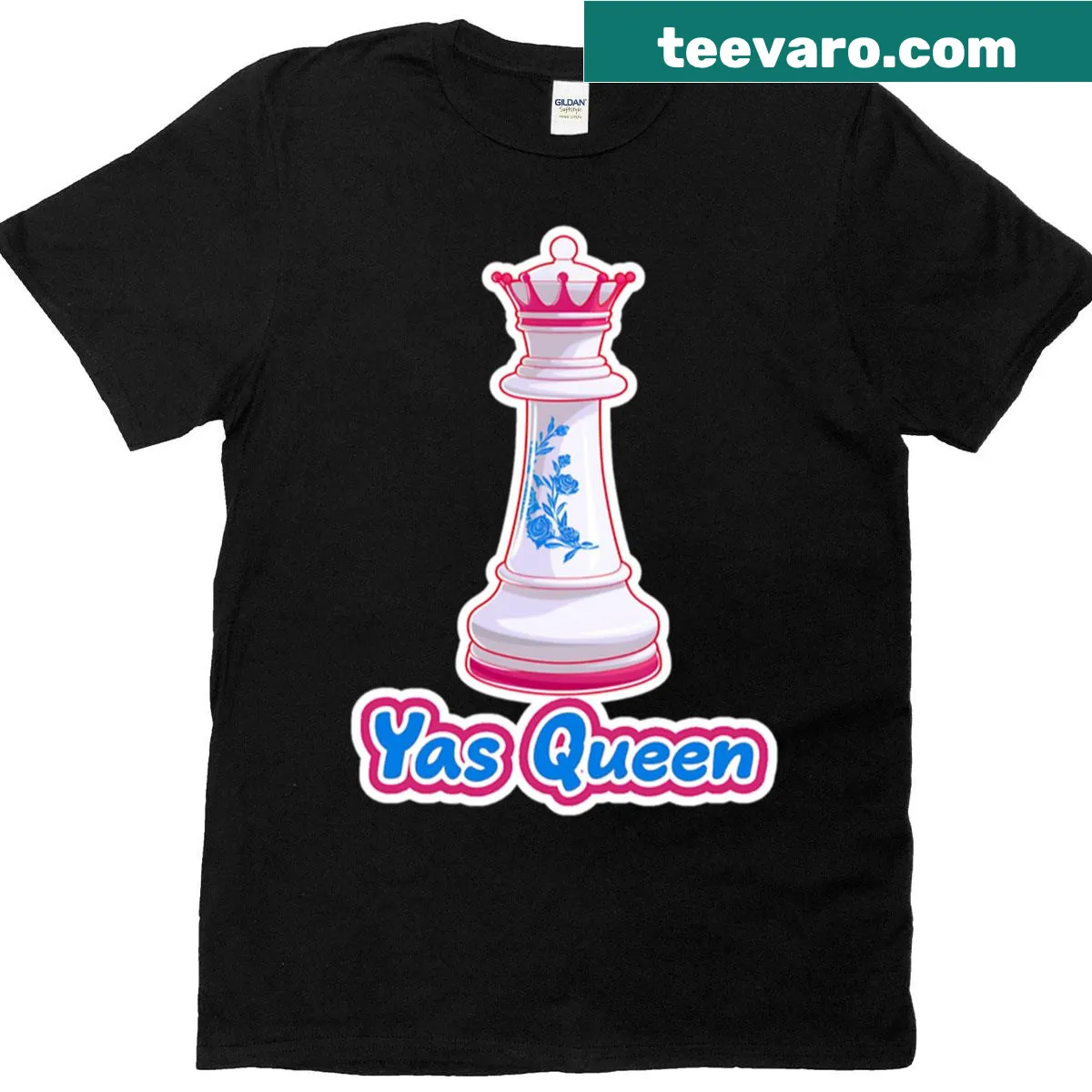 Stylish t-shirt with an elegant chess queen piece illustration — on a men's t-shirt