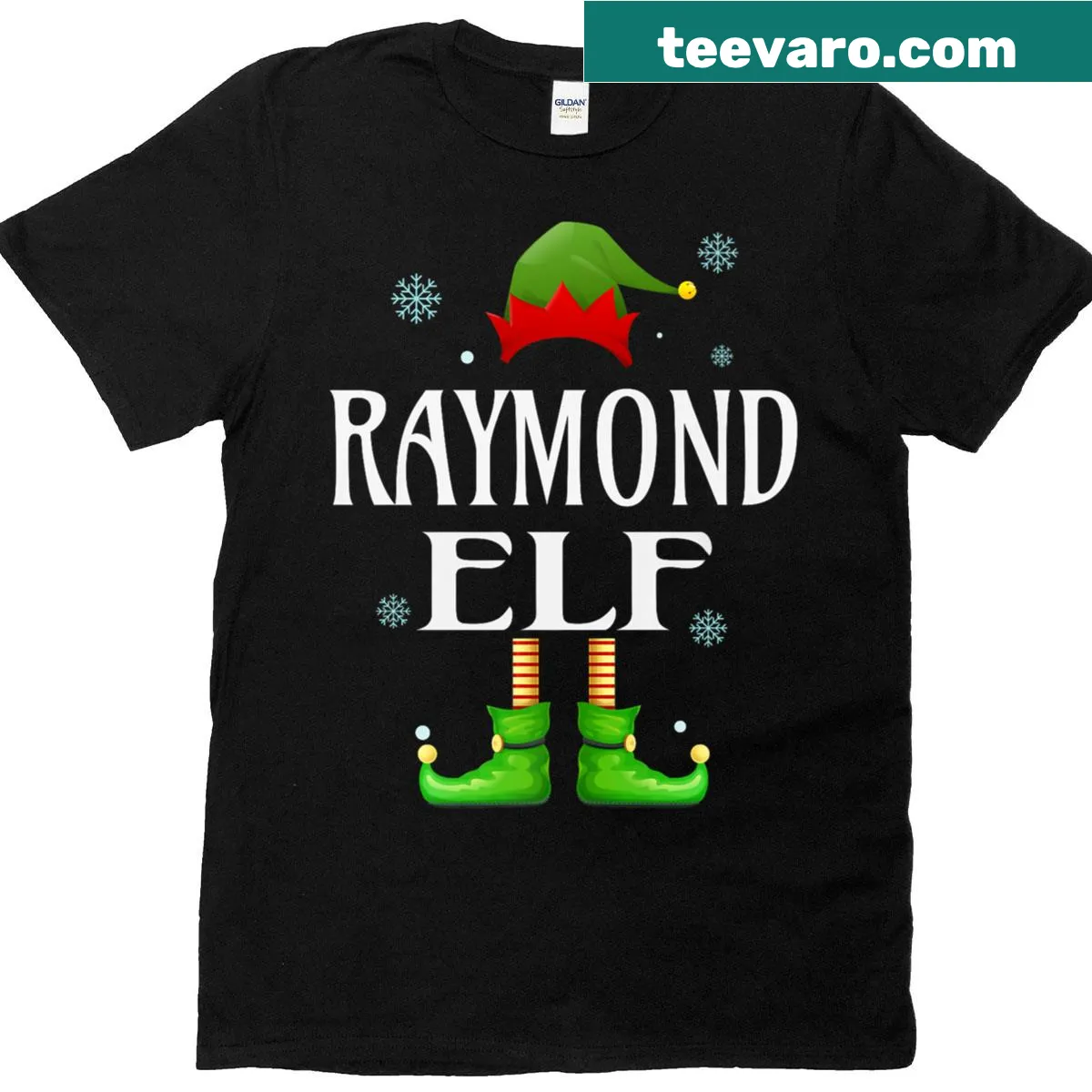 Funny 'Raymond Elf' Christmas t-shirt for men — on a men's t-shirt