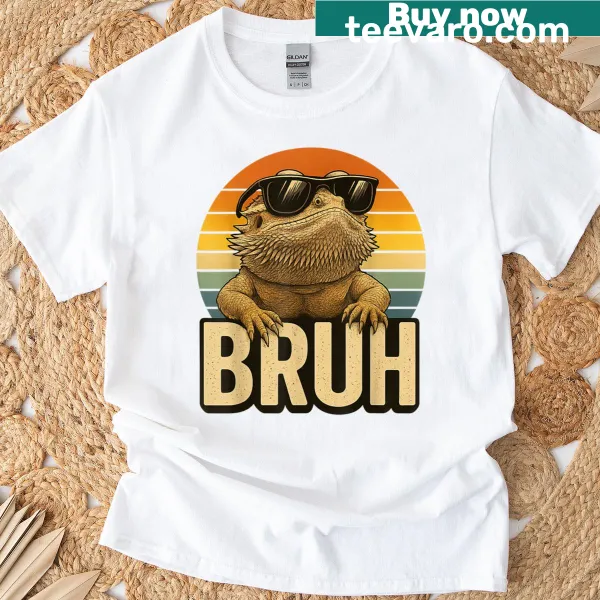 Vintage bearded dragon design with humorous 'Bruh' text