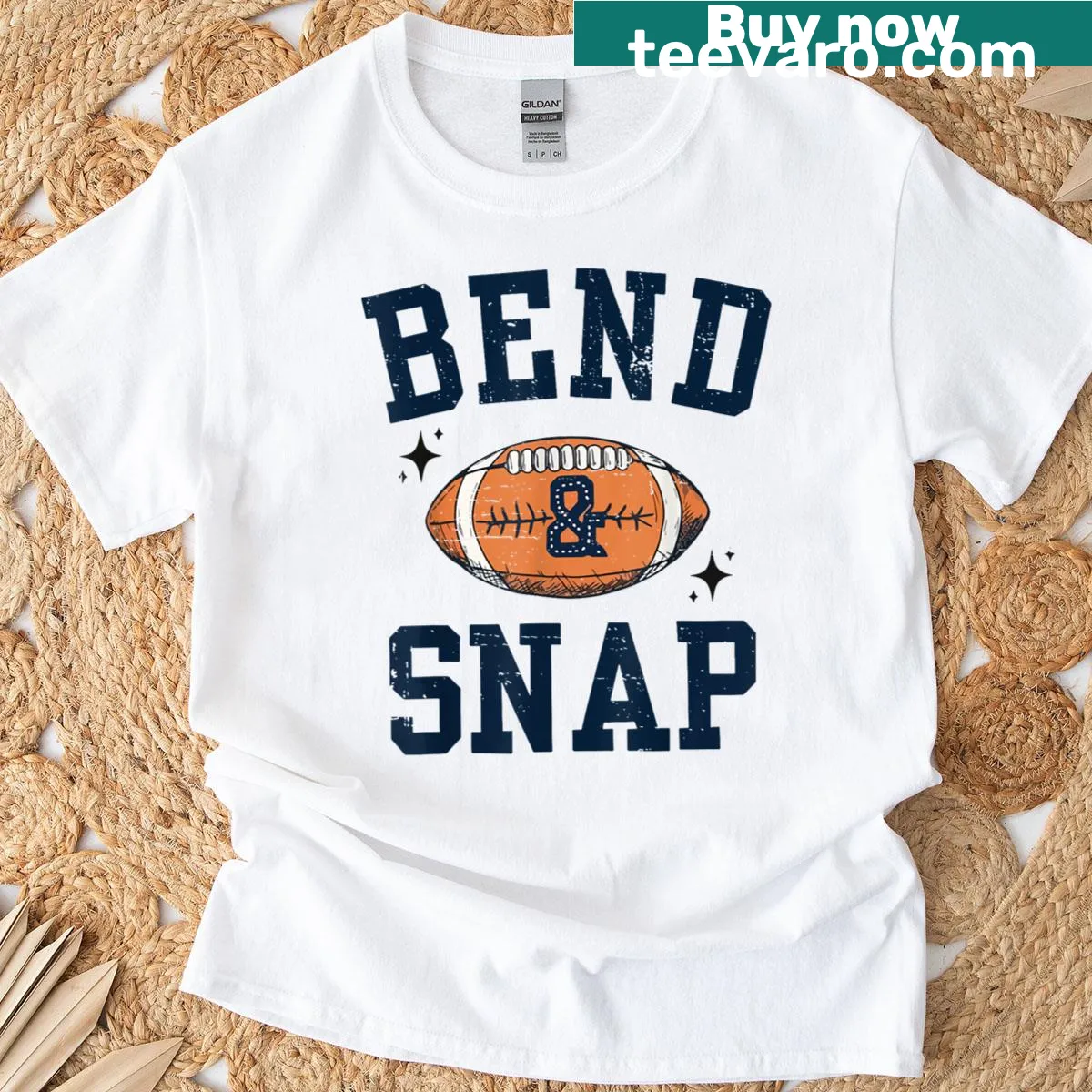 Funny vintage-style football t-shirt with 'Bend And Snap' text. — on a men's t-shirt