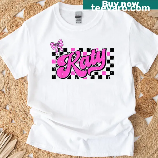 Retro checkered shirt with bows and butterflies design