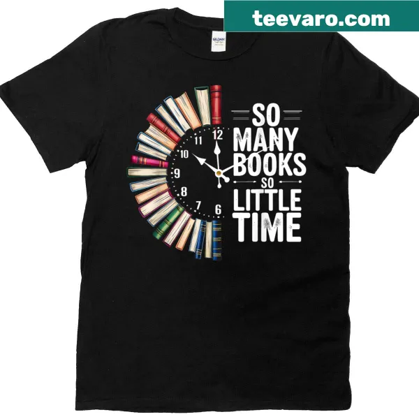 Distressed t-shirt with clock and book graphic, humorous reading theme.
