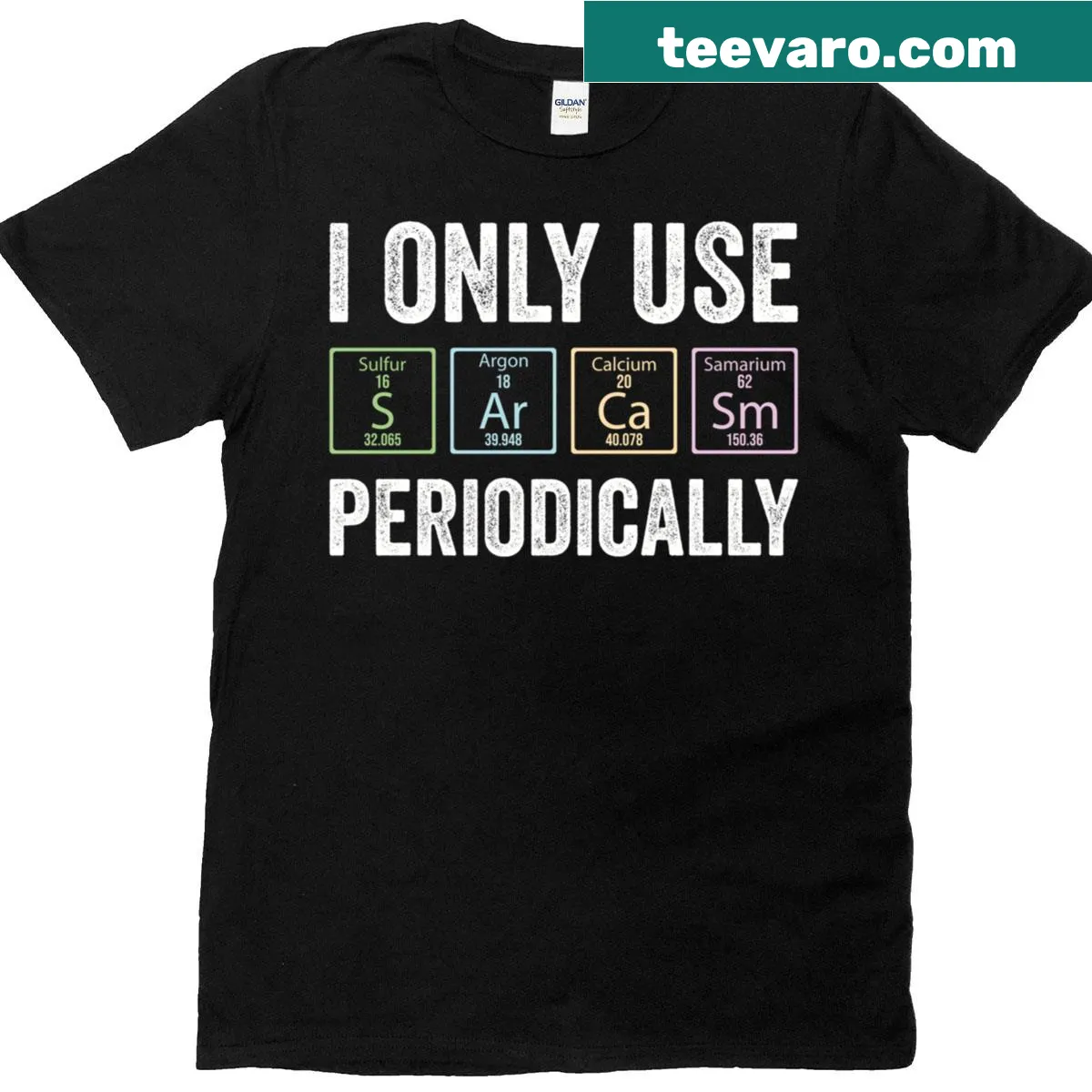 Funny sarcasm periodic table element t-shirt — on a men's t-shirt
