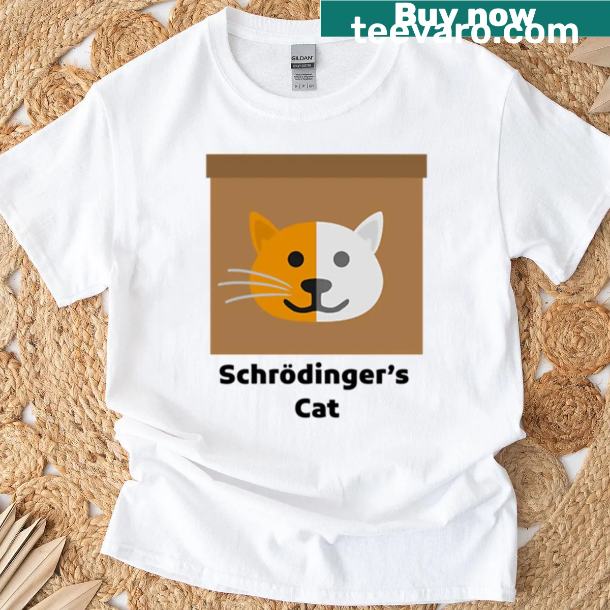 Geek humor t-shirt featuring Schrödinger's Cat design. — on a men's t-shirt