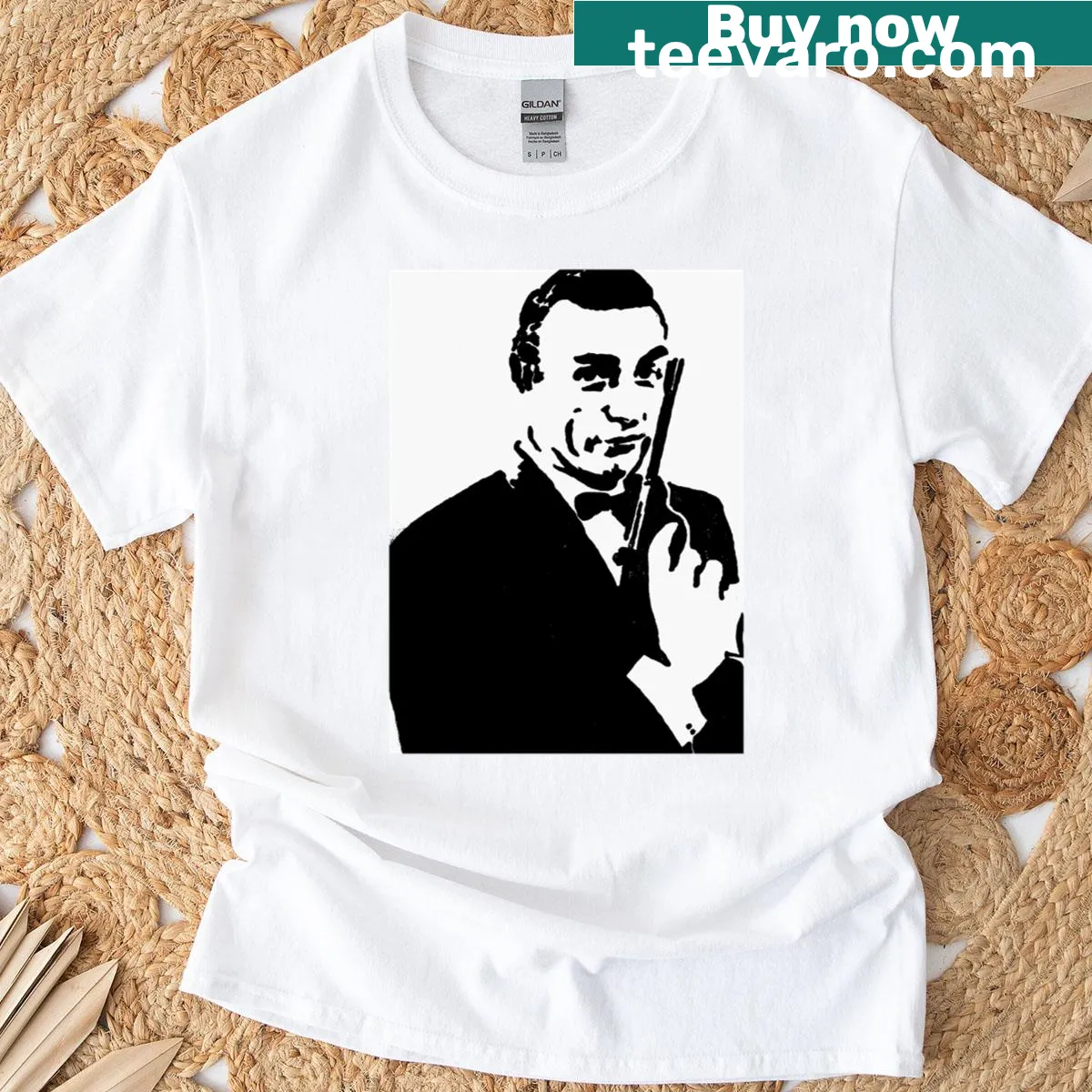 T-shirt celebrating Sean Connery with a classic graphic — on a men's t-shirt