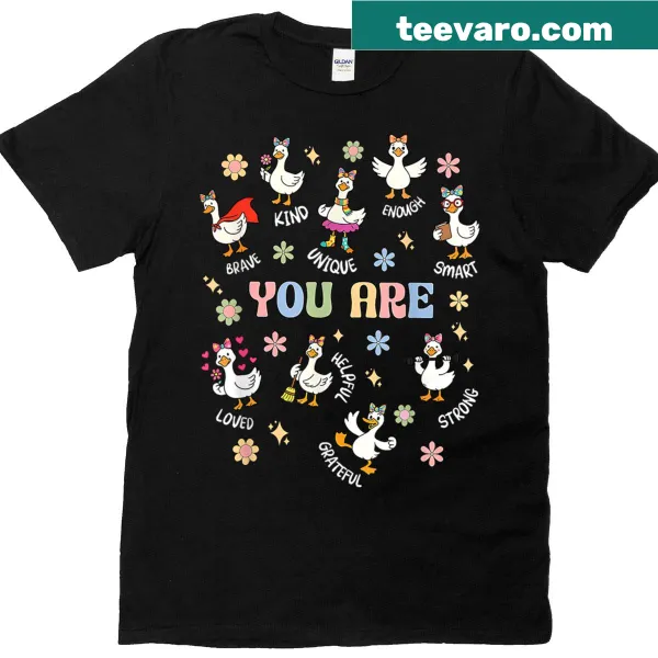 Funny teacher t-shirt with a silly goose illustration