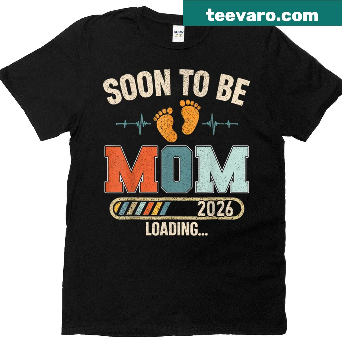 T-shirt with 'Soon To Be Mom 2026 Loading' text — on a men's t-shirt