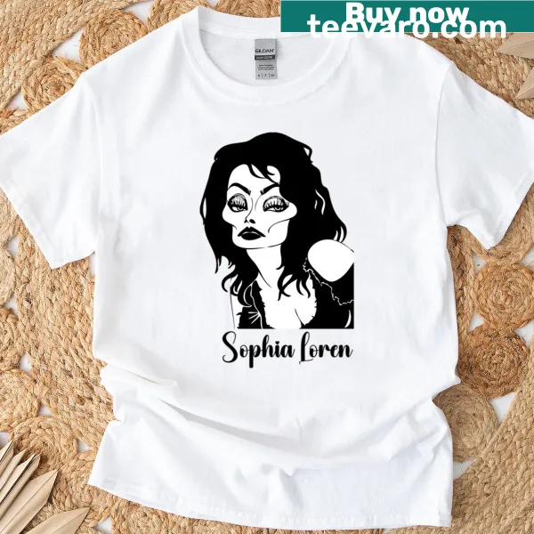 Sophia Loren artistic fan art printed on T-shirt