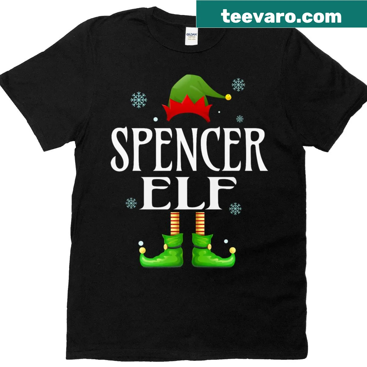 Funny Christmas-themed t-shirt with elf graphic and holiday text — on a men's t-shirt