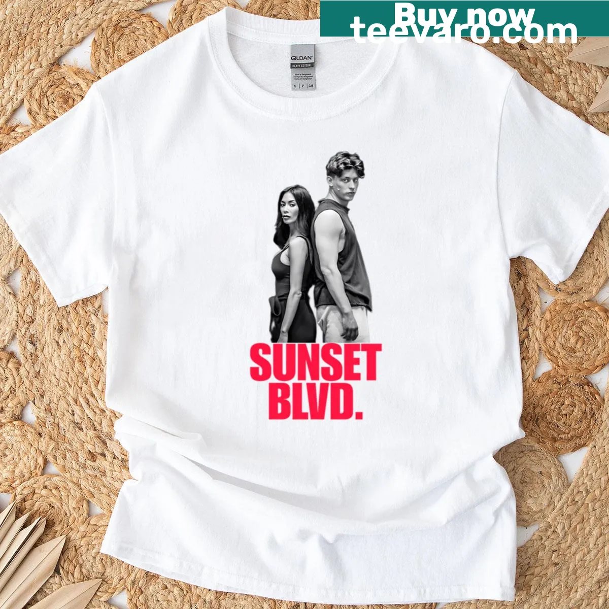 Sunset Blvd illustrated design T-shirt — on a men's t-shirt