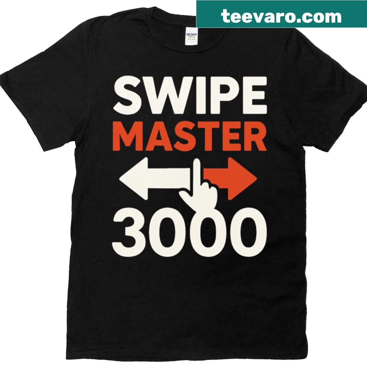 Funny 'Swipe Master 3000' gaming t-shirt — on a men's t-shirt