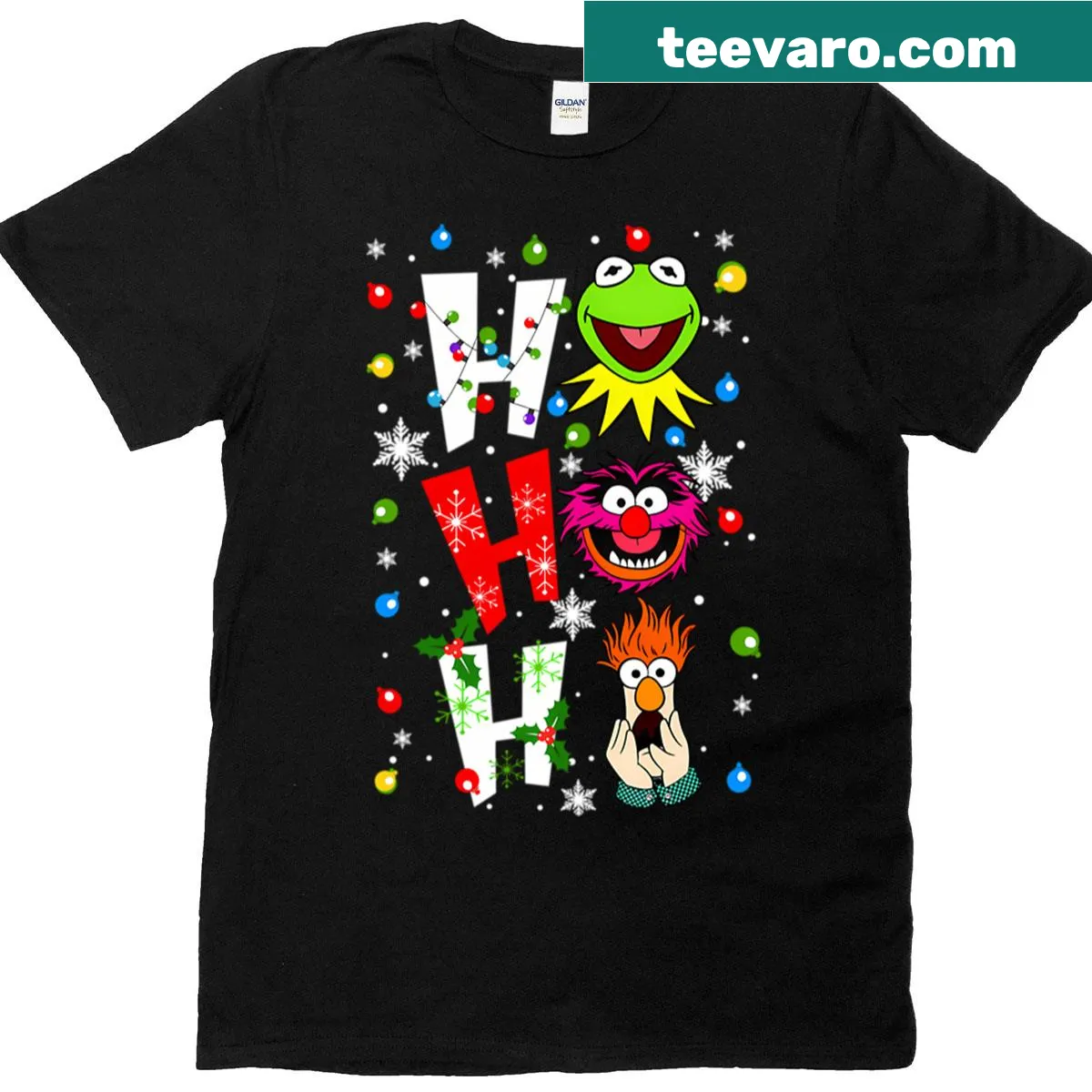 T-shirt featuring illustrations of Muppets characters from classic movies. — on a men's t-shirt