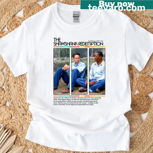 Minimalist design T-shirt featuring a quote from The Shawshank Redemption
