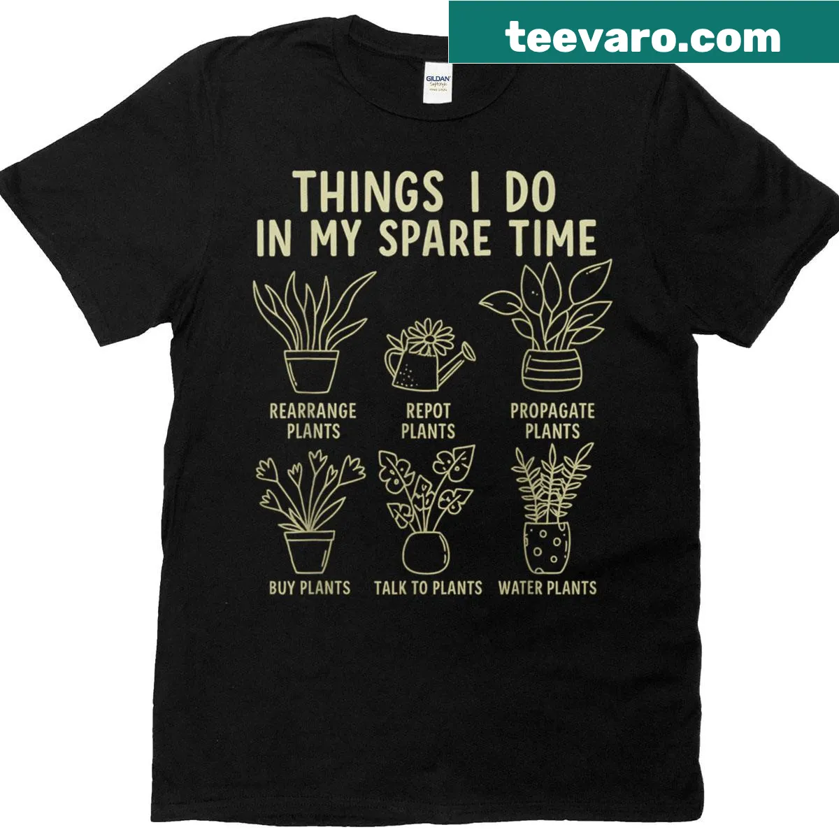 Funny T-shirt about gardening with playful typography — on a men's t-shirt