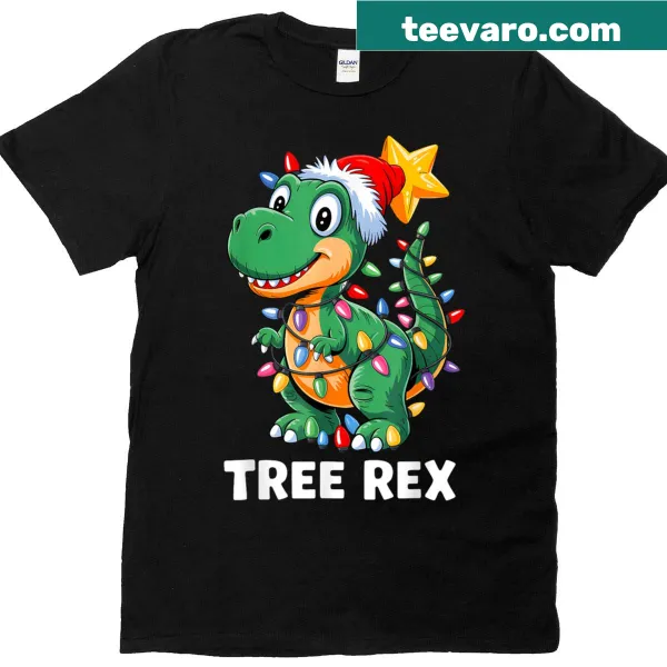 Toddler Christmas T-shirt with funny cartoon T-Rex in festive gear