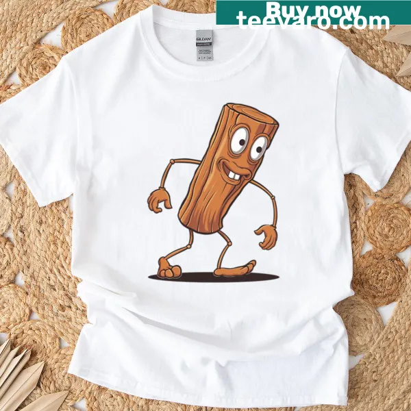 Surreal T-shirt featuring a wooden meme character and the phrase 'Tung Tung Tung Sahur'