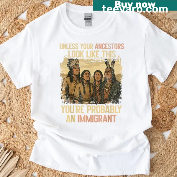 Native American history-themed graphic T-shirt
