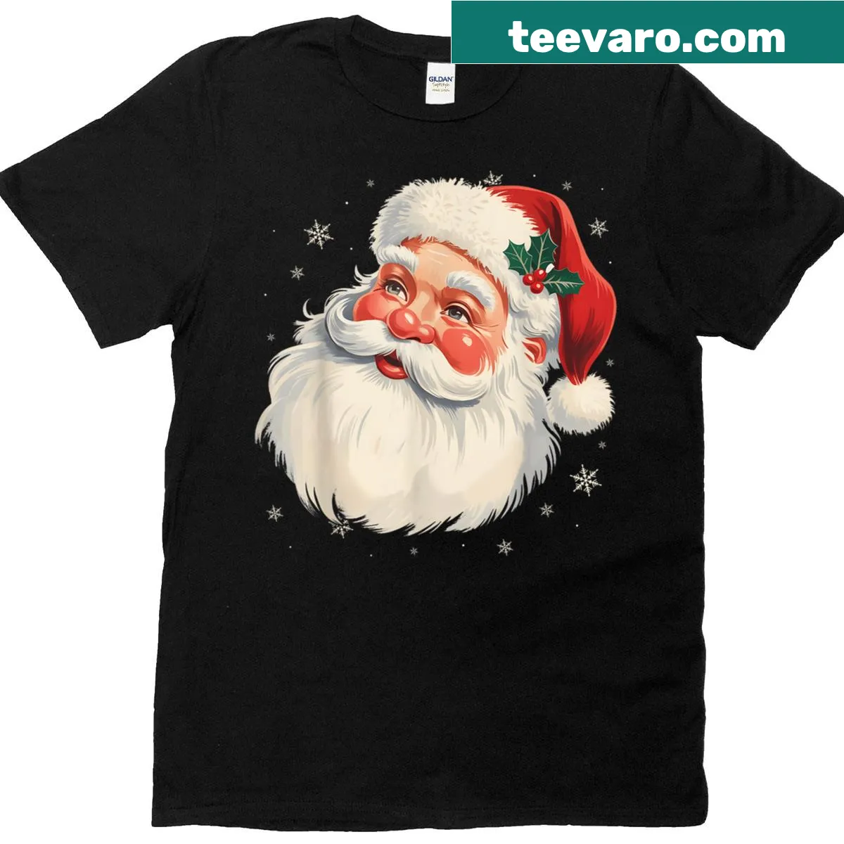Vintage Santa Claus graphic T-shirt for Christmas — on a men's t-shirt