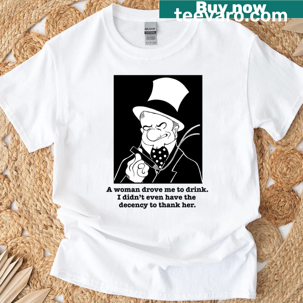 Vintage style fan art T-shirt featuring W.C. Fields — on a men's t-shirt