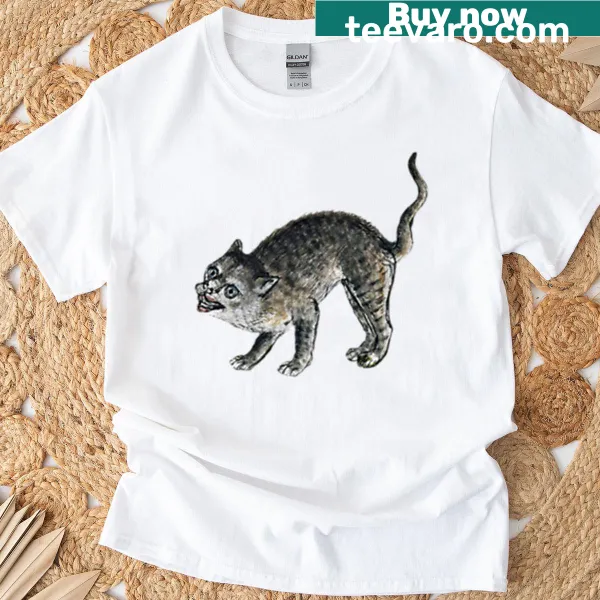 Angry medieval cat graphic T-shirt