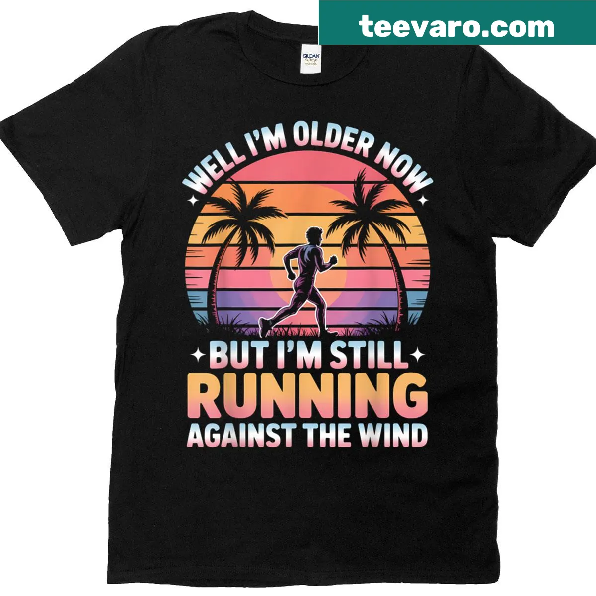 Inspirational T-shirt with a phrase about resilience and aging — on a men's t-shirt