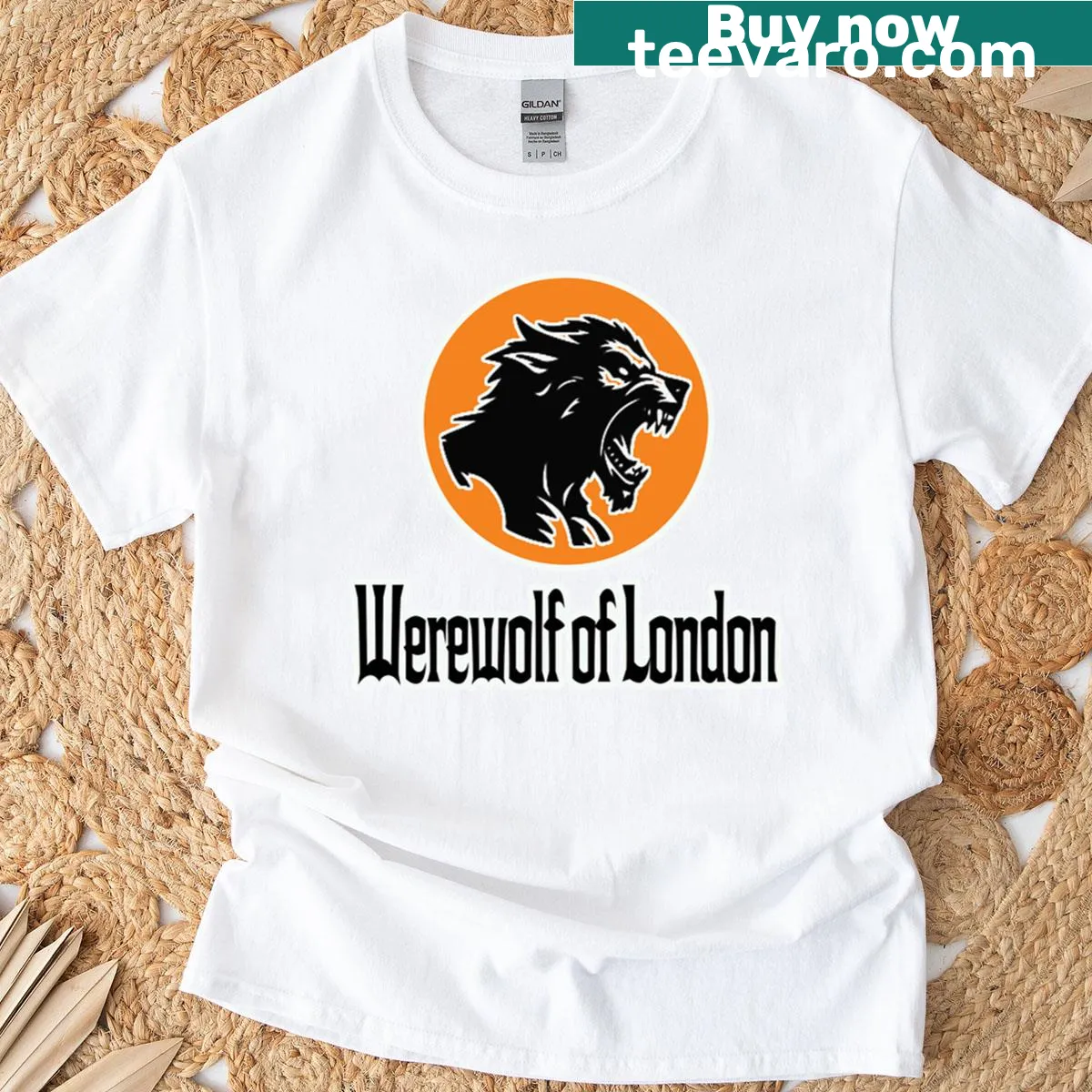 Werewolf Of London graphic t-shirt featuring horror theme — on a men's t-shirt