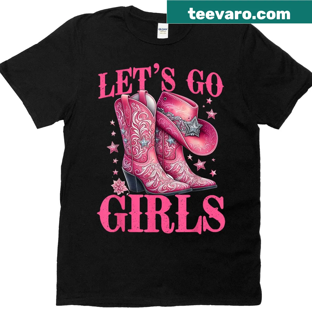 Western-themed t-shirt for women featuring cowgirl graphic — on a men's t-shirt