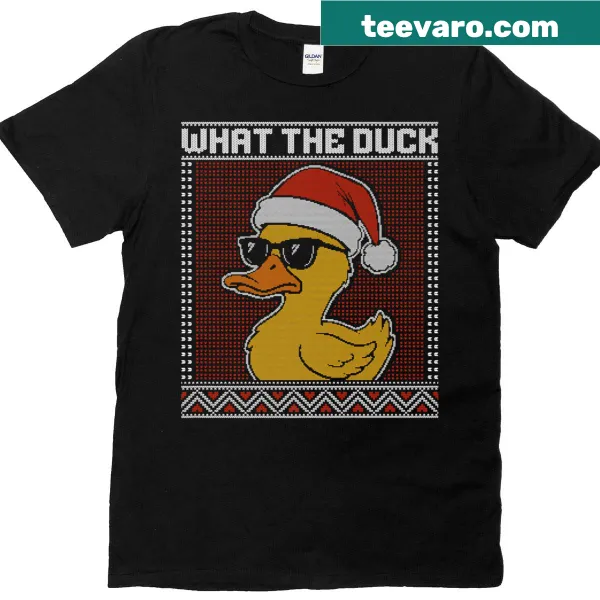 Funny Christmas tee featuring a duck in sunglasses and a humorous phrase
