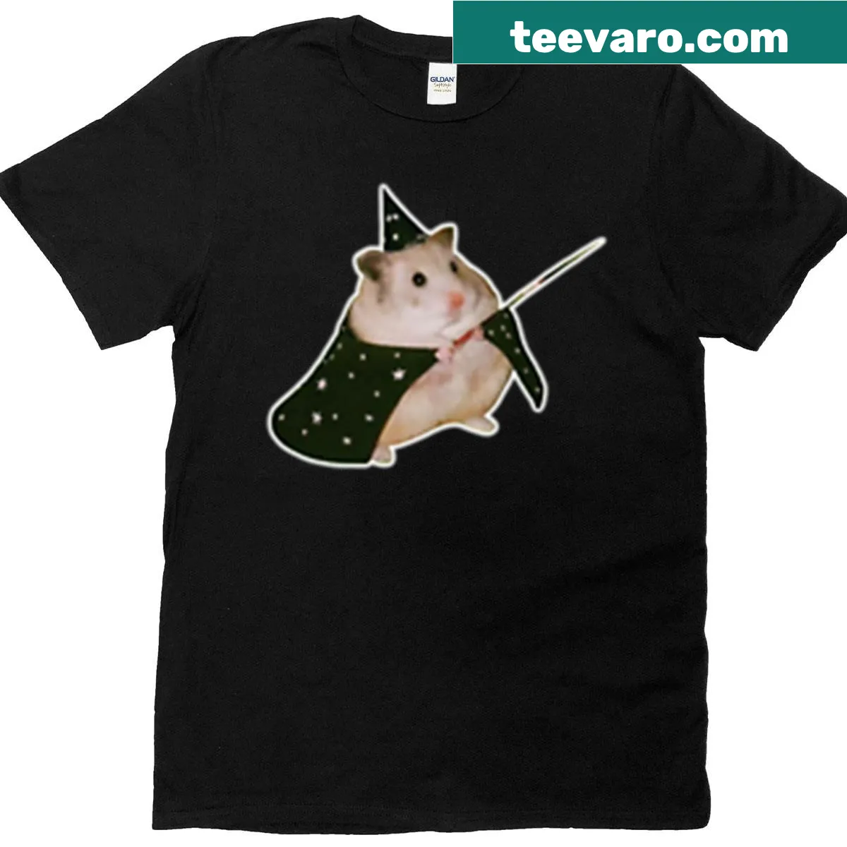 Whimsical wizard mouse graphic on a t-shirt — on a men's t-shirt