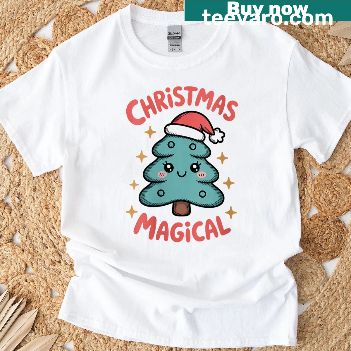 Christmas-themed tee with Santa illustration for women — on a men's t-shirt