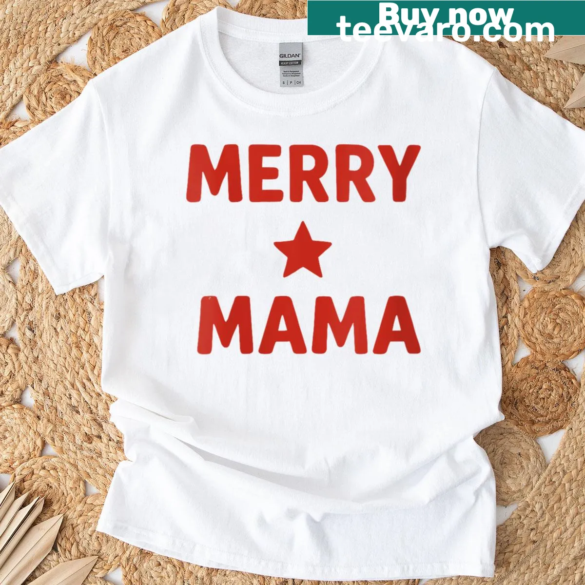 Cute Christmas T-shirt for moms with star design and text — on a men's t-shirt