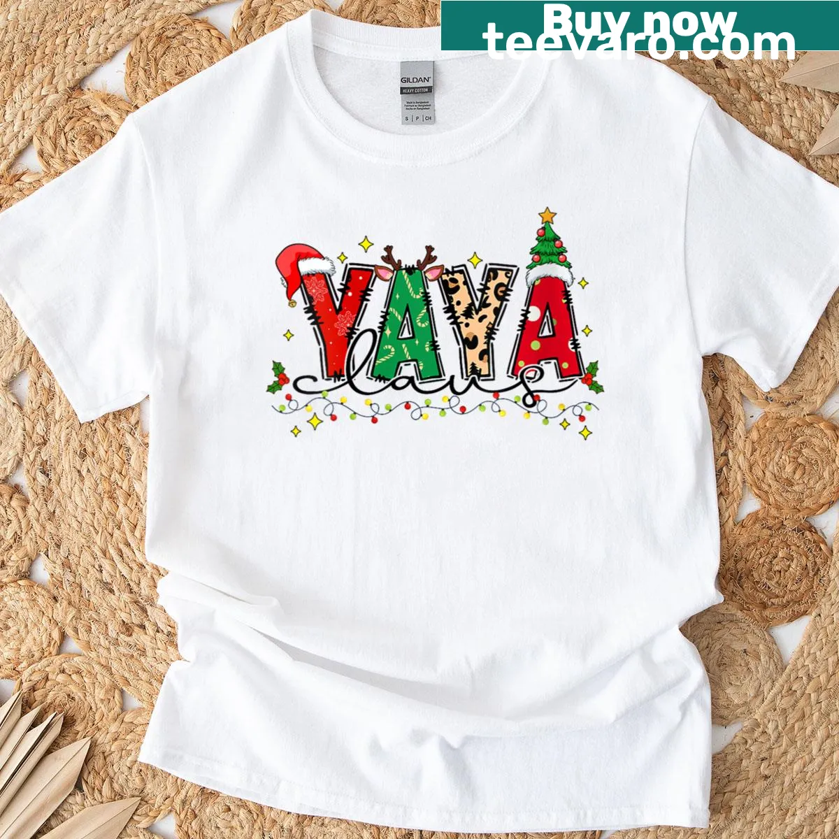Cute Yaya Claus T-shirt with a cartoon design for Christmas — on a men's t-shirt