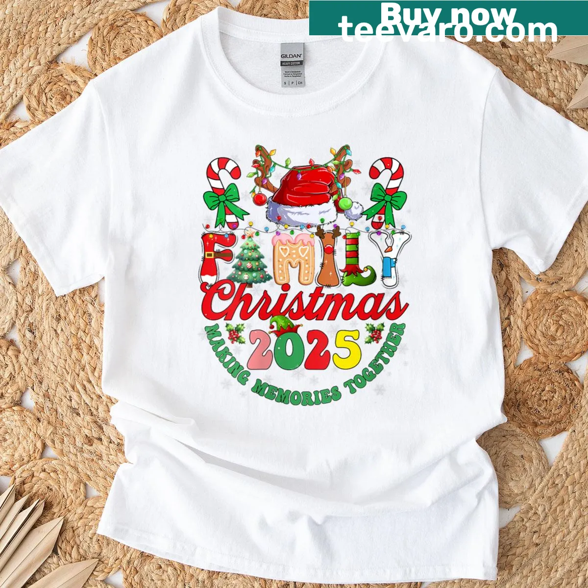 Playful T-shirt with a 'Santa Squad' illustration for family Christmas — on a men's t-shirt