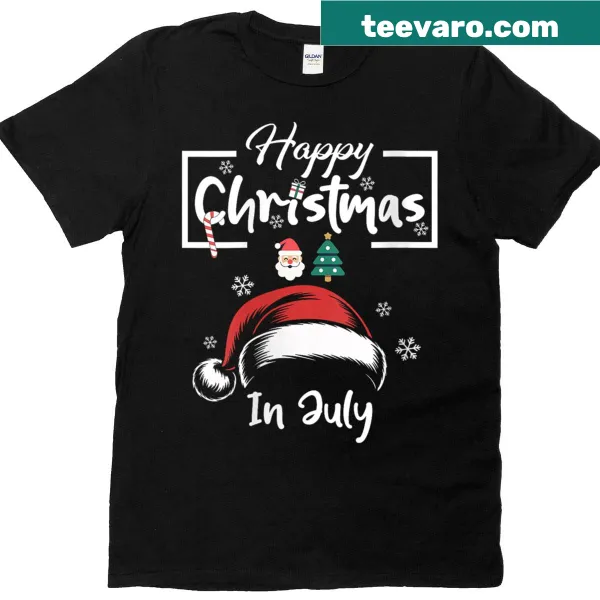 Funny T-shirt with Santa celebrating Christmas in July