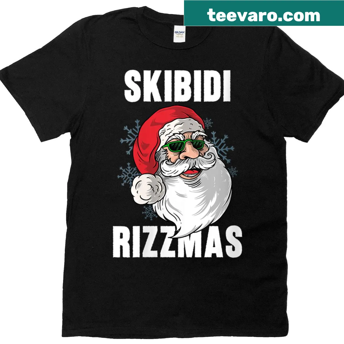 Whimsical Christmas design with Santa Claus and the phrase 'Rizzmas Rizz' — on a men's t-shirt