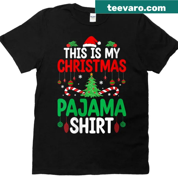Funny Christmas T-shirt with pajama-themed text