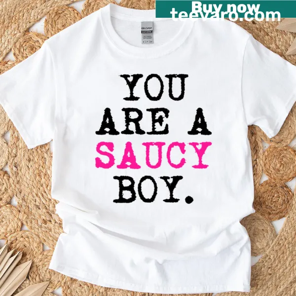 Funny Shakespeare t-shirt with 'You Are A Saucy Boy' text