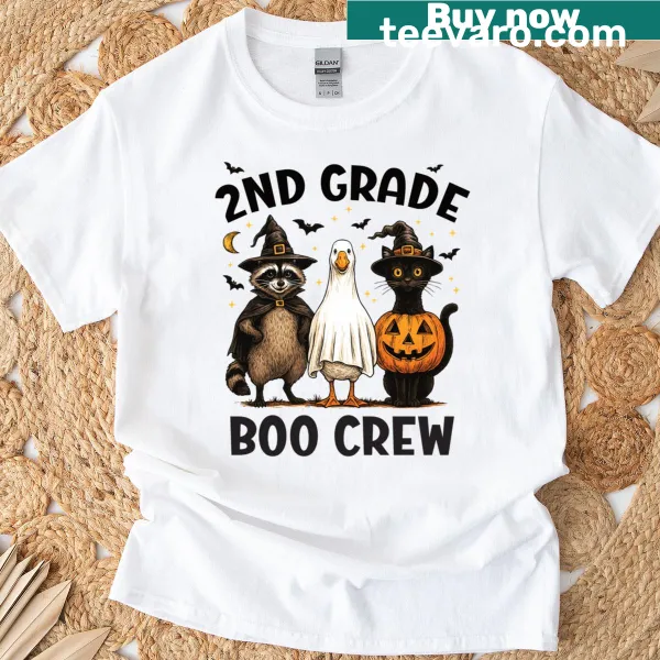 Halloween-themed t-shirt for kids featuring a ghost and Boo Crew text.