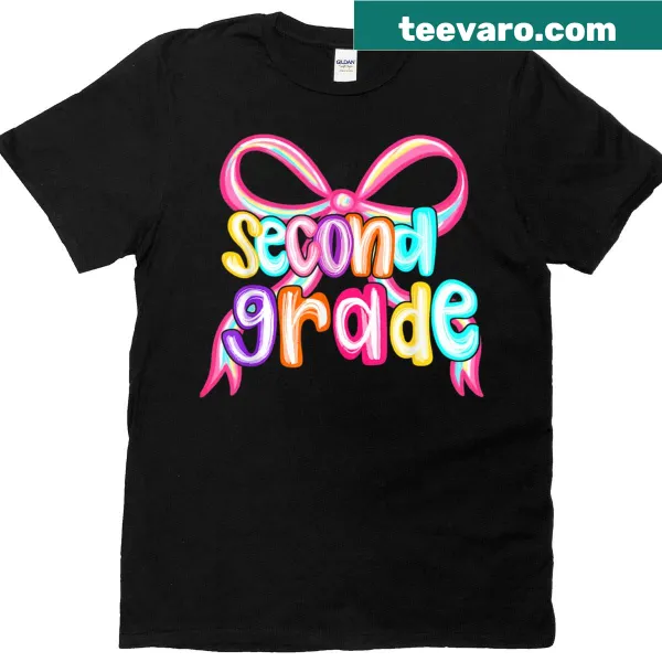 2nd Grade T-shirt for girls with cheerful back to school theme