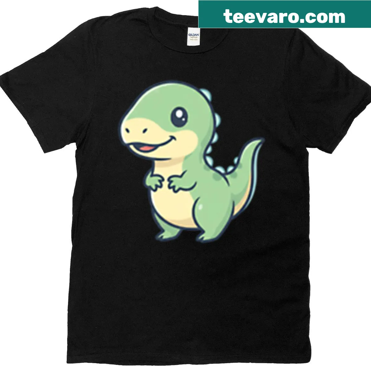 Cute smiling baby dinosaur cartoon t-shirt for kids. — on a men's t-shirt