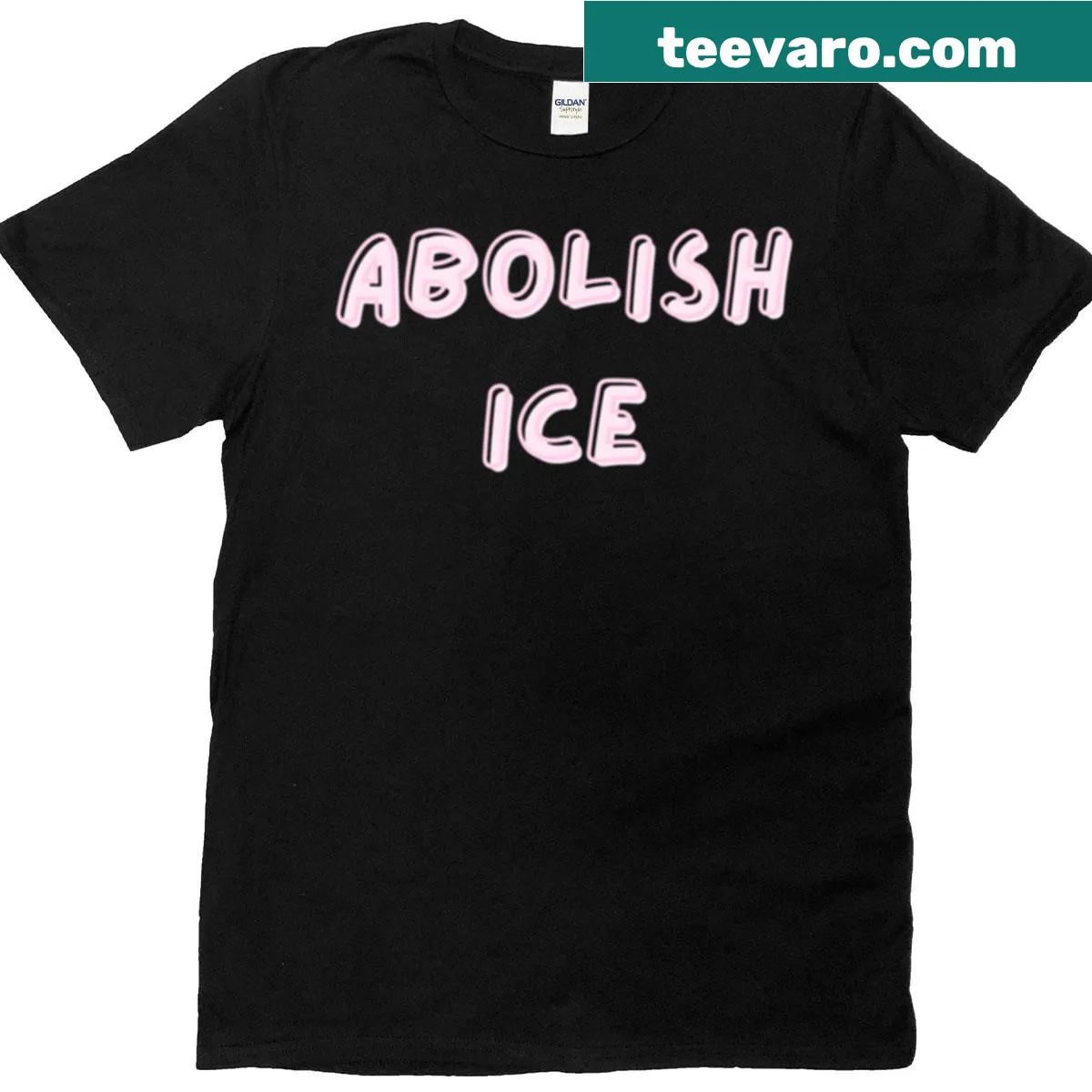 Bold statement shirt urging to abolish ice with striking text — on a men's t-shirt
