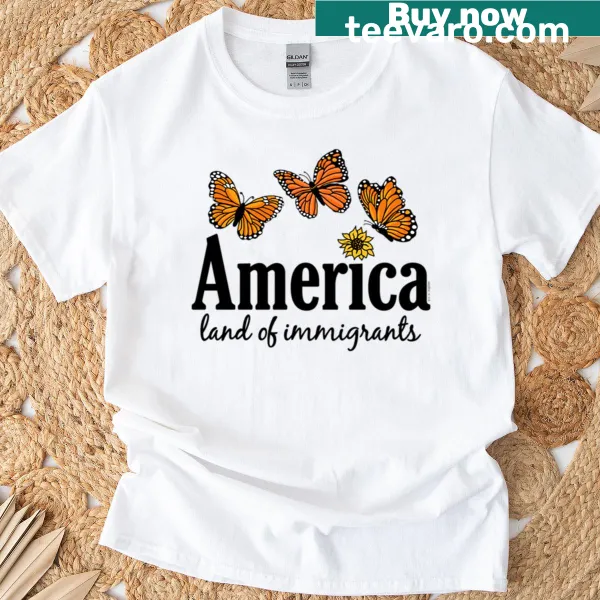 T-shirt with America Land Of Immigrants typography graphic