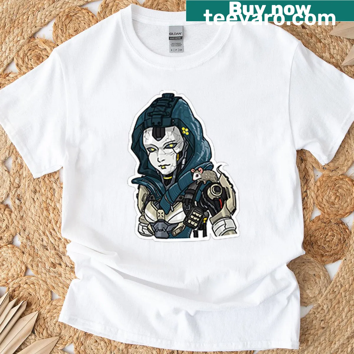Oversized t-shirt featuring Ash from Apex Legends in action — on a men's t-shirt