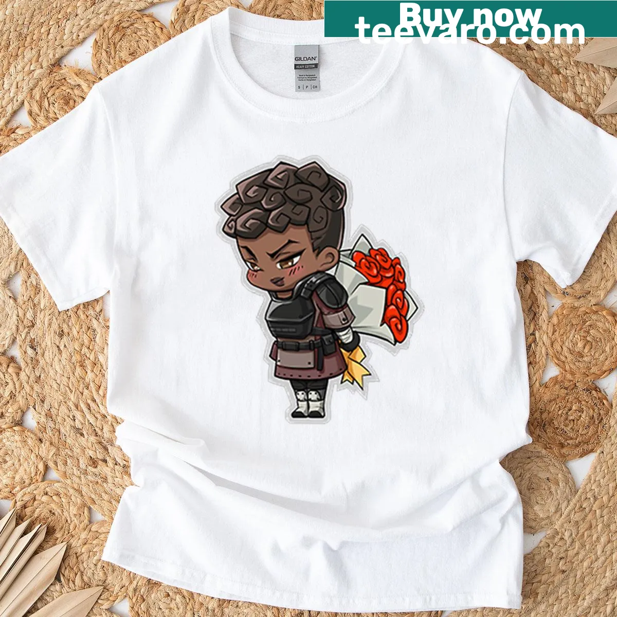 T-shirt featuring roses and the name Bangalore from Apex Legends — on a men's t-shirt