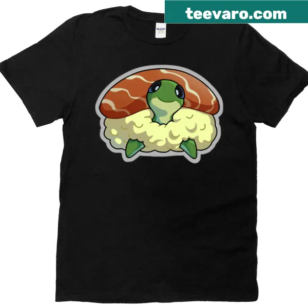Oversized t-shirt featuring a cartoon of Nessie enjoying sushi in an Apex Legends theme