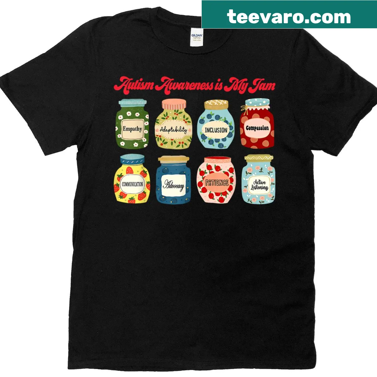 Typography T-shirt with the message Autism Awareness Is My Jam — on a men's t-shirt