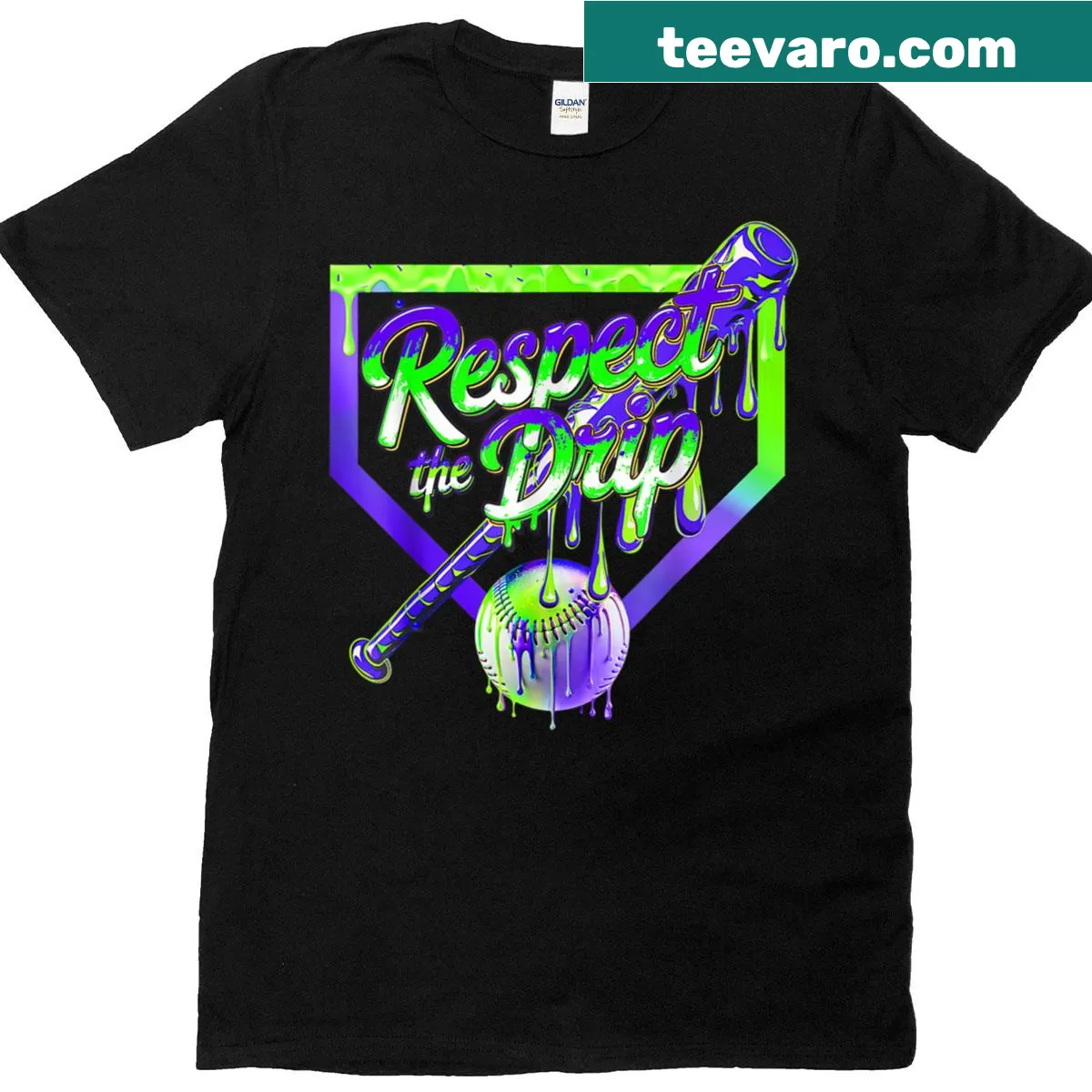 Funny baseball with ice cream graphic on a Halloween-themed t-shirt. — on a men's t-shirt