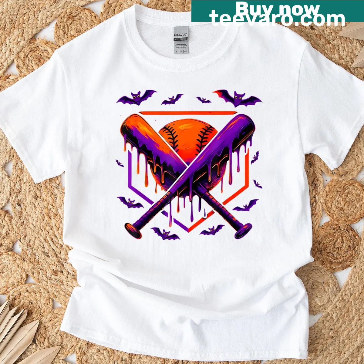 Halloween t-shirt featuring a baseball home plate dripping with ice cream — on a men's t-shirt