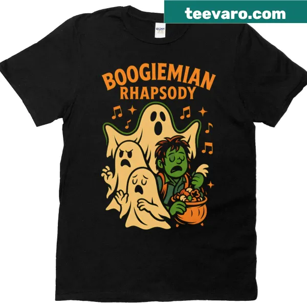 Illustration of a playful ghost on a t-shirt