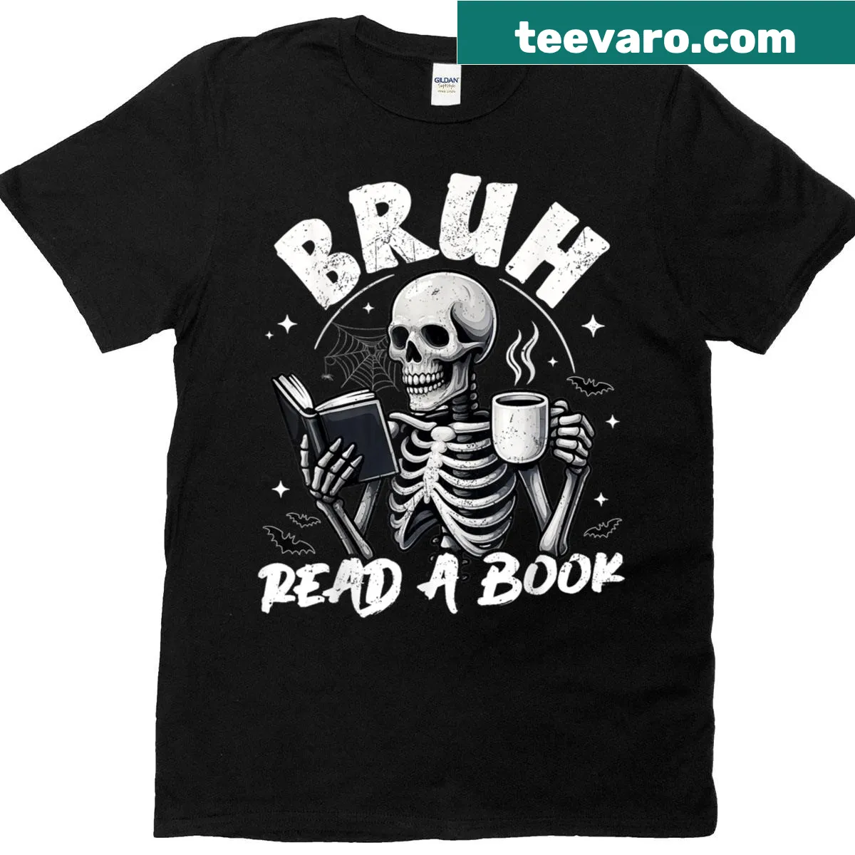 Funny T-shirt with the phrase 'Bruh Read A Book' — on a men's t-shirt